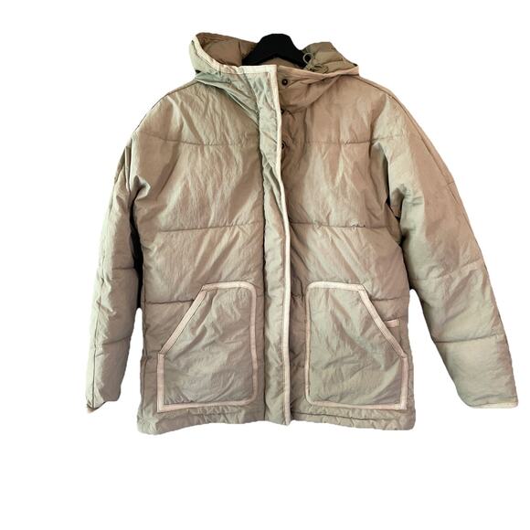 Madewell Women's Large Beige Puffer quilted Jacket Full Zip Size S, Brown camel - Picture 2 of 12